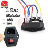 1Set Soket Daya Terminal 3-Pin Hitam Merah AC 250V 10A dengan Tempat Sekring Sakelar Rocker 3 Pin 3 P 3 Pin 3 Terminal + Kabel + Sekering