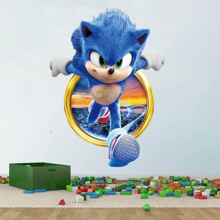 （HOT） New Product 3D Sonic Wall Stickers Boy Room Creative Decoration
