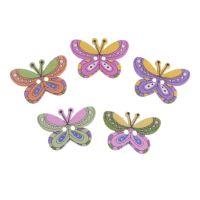 Free Shipping Retail 10Pcs Random Mixed Butterfly Wood Sewing Buttons 2 Holes Pattern Scrapbooking 25x17mm Haberdashery