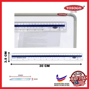 12 inch / 30 cm Magnetic Plastic Transparent Ruler - Pack of 5 by YOSOGO