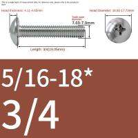 1/10ชิ้น UNC US 1/4-20 5/16-18 12 #24 304 A2สเตนเลสสตีลแบบไขว้เครื่องหัวแบนขนาดใหญ่หัวแบนขนาดใหญ่สลักเกลียว