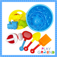 Playground Huabiao toys ของเล่นทราย ถังปราสาทเล่นทรายพร้อมอุปกรณ์ 9 ชื้น ถังสูง 18 ซม Beach toy C219 ของเล่นเสริมพัฒนาการ