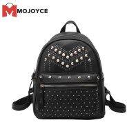 MOJOYCE แฟชั่น Rivet ไหล่เป้หนังเดินทางนักเรียนซิปกระเป๋านักเรียน