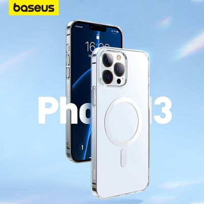 Baseus เคสเคสโทรศัพท์แม่เหล็กสำหรับ iPhone 14 13 Pro Max เคสป้องกันแม่เหล็กด้านหลังเคสแบบโปร่งใสรองรับชาร์จไร้สายเคส CarterFa