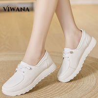 VIWANA รองเท้าผ้าใบสีขาวสำหรับผู้หญิง,รองเท้ากีฬาสีดำ Slip On Perempuan สไตล์เกาหลีรองเท้าลำลองหนังรองเท้า2023