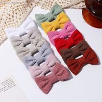 ✾▤♤ 2pcs 2.7Inches Solid Color Corduroy Bows Hair Clip for Kids Girls Hairpins Barrettes Safety Clip Baby Headwear Hair Accessories