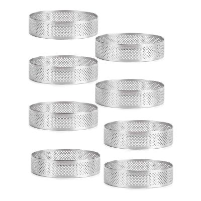 24 Pack Stainless Steel Tart Rings, Heat-Resistant Perforated Cake Mousse Ring,Cake Ring Mold,Round Cake Baking Tools