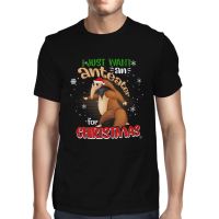 เสื้อยืดผ้าฝ้ายเสื้อยืดผ้าฝ้าย เสื้อยืดคริสต์มาสHigh Discount Top Tee I Just Want An Anteater For Christmas Tshirt