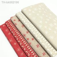 ✿♣ Cotton linen fabric Christmas decoration white snowflake red elk print linen cloth tablecloth diy handmade patchwork fabric new