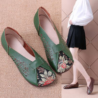 2023Patches Designer ผู้หญิงสบายนวดแบนผู้หญิง Loafers ฤดูร้อน Hollowed Vintage สุภาพสตรี Red