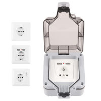 IP66 Outdoor Weatherproof 16A Grounded 250V Waterproof Power Socket Wall Socket With Switch USB EU Germany Standard-Cgefeng