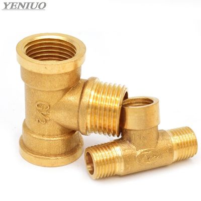 Brass Pipe fitting Male Female Thread 1/8 1/4 3/8 1/2 BSP Tee Type copper Fittings water oil gas adapter