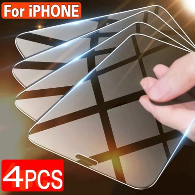 [spot goods66] 4PCS กระจกนิรภัยสำหรับ iPhone 11 13 14 12 Pro XR X XS Max Screen Protector สำหรับ iPhone 12 Pro Max Mini 5S SE 8 6 7 Plus แก้ว