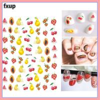 FXUP ตกแต่งศิลปะเล็บ3D สติกเกอร์ทำเล็บสตรอเบอร์รี่ผลไม้รูปตกแต่งเล็บสติกเกอร์ติดเล็บดอกไม้มะนาว