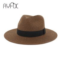 2021 New Mens And Womens Black Wide-Brimmed Ribbon Designs Sun Hat Beach Resort Jazz Top Hat Straw Hat HA43