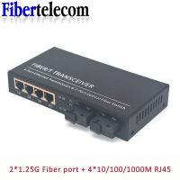 Fiber switch 4 RJ45 UTP 2 SC 1A+1B fiber Gigabit Fiber Optical Media Converter Ethernet 10/100/1000M