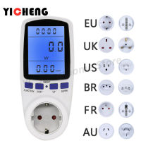 Backlight EU US UK FR AU BR ซ็อกเก็ต Wattmeter Power Meter Energy Meter เครื่องวัดการใช้ไฟฟ้าเครื่องวัดไฟฟ้า Power Monitor