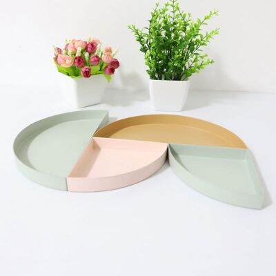 【CC】◊❂  2Pcs Semi-circular Metal Tray to  Combinations Organization Supplies