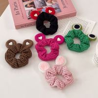 [COD] Wool love bear ear hair ring autumn and winter head flower ponytail large intestine cute gentle rubber band wholesale