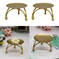 【CW】12pcs Iron Candle Holder Golden Geometric Table Candlestick Candle Plates