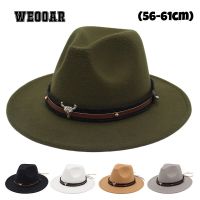 (56-61Cm) Classic Wide Brim Fedora Hat Women Men Felt Cap 2022 Autumn Bull Belt Jazz Ladies Hat Country Hat Sombreros De Mujer