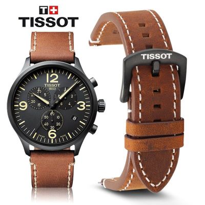 Tissot 1853 Suchi เข็มขัดหนังผู้ชาย T116 โบราณความเร็วน้ำกล้า T125 เดิมเข็มขัดหนังสีดำสีน้ำตาล 22 มม.