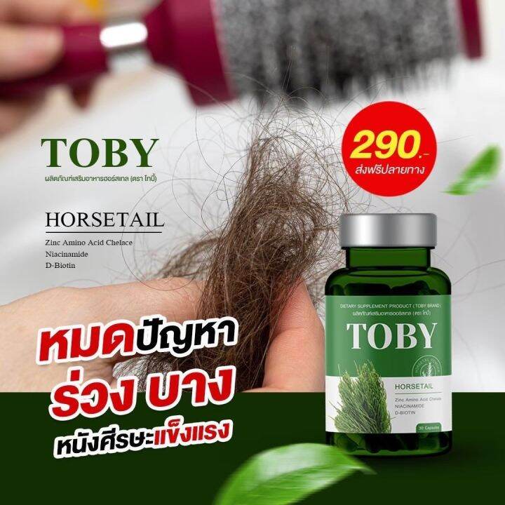 ของแท้-พร้อมส่ง-toby-horsetail-วิตามินลดผมร่วง-ผมบาง-หัวล้าน-อาหารเสริมบำรุงเส้นผม-หญ้าหางม้า-บำรุงผม-ผมแห้งเสีย-แตกปลาย-ผมมัน-ขาดหลุดร่วง-1-กระปุก-30-ซอฟเจล-290-ส่งฟรีปลายทาง