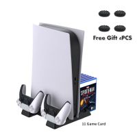 For PS5 Cooling Fan Stand Digital disc Edition with 11 Game Slot Hub Port Dual Controller Charging Station Charger Accessories