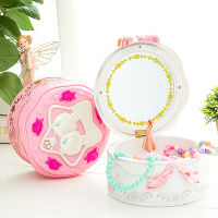 Creative Rotating Dancer Jewelry Storage Box Girl Flip Dressing Mirror Clockwork Music Box Desktop Decoration Decoration