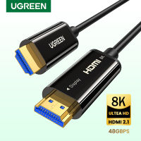 UGREEN สายเคเบิล สายHDMI 2.1 Cable 8K 48Gbps Ultra High Speed 8K HDMI Braided Cord 4K/120Hz, 8K/60Hz 8K Optical Fiber Cable Compatible with PS5 PS4 Xbox Roku TV HDTV Blu-ray Projector