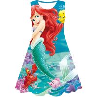 HOT★Disney Princess Mermaid ชุด Girls Ariel ฮาโลวีนเด็กคอสเพลย์วันเกิด Party Casual กระโปรง1-10ปี