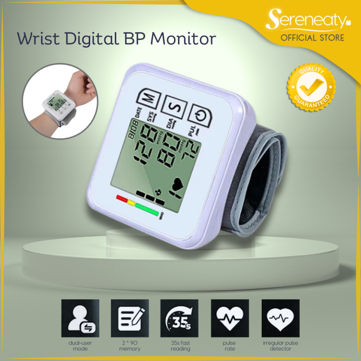 SERENEATY Wrist Digital Blood Pressure Monitor Professional HD Display