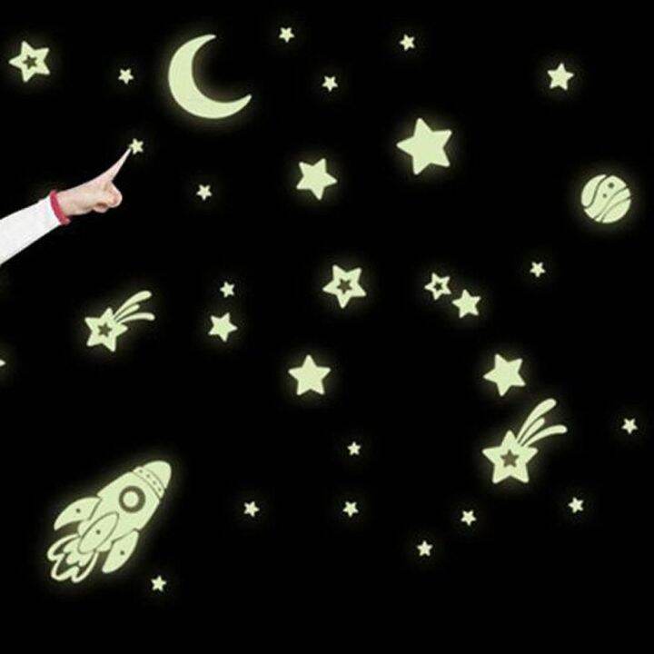 wallpaper-sticker-for-wall-wallpaper-dinding-wallpaper-xunjie-diy-luminous-home-decor-art-decal-kids-baby-room-glow-in-dark-space-stars-planet-rocket-wall-stickers