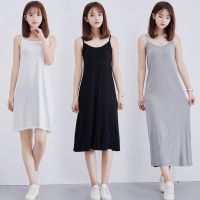 Womens Modal Full Slip Dress Spaghetti Strap Vest Skirt 90CM TO 120CM Long Under Dress Camisoles Slips Inner ticoat W019