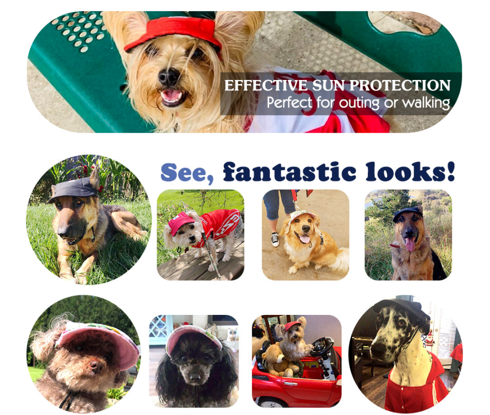 Adjustable Dog Hat Visor Hat Outdoor Sport Sun Protection Sunbonnet Outfit Ear Holes Puppy Dogs PAWABOO Dog Baseball Cap 