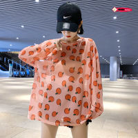 Net yarn ice silk sunscreen clothing long-sleeved t-shirt female 2020 summer summer new Xuan Ya style thin micro-transparent air-conditioning shirt -82114