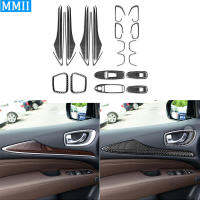 สำหรับ Infiniti JX 2013 QX60 2014-2016คาร์บอนไฟเบอร์ประตู Trim Handle ดึง Armrest Window Lift Strip กรอบตกแต่งสติกเกอร์