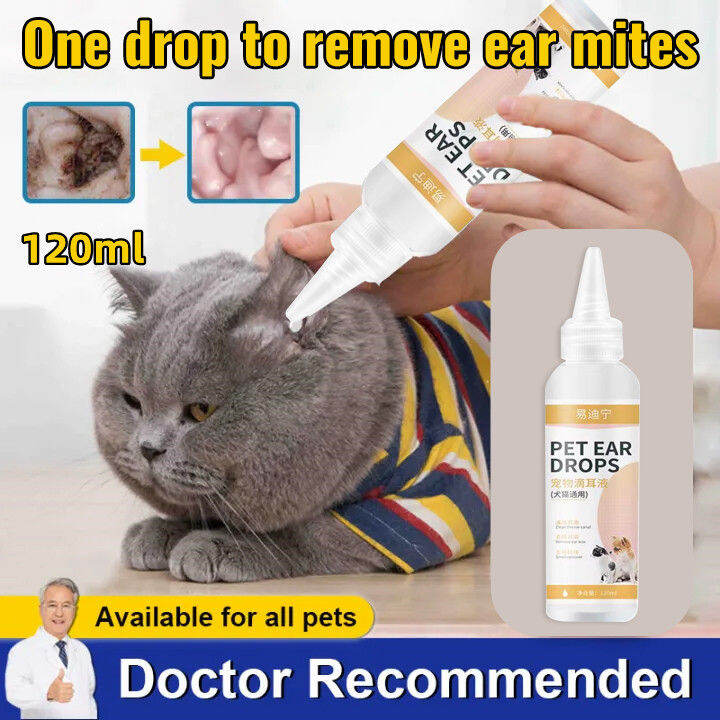 120ml CatDog Mite Deodorant Ear Drops Infection Solution Treatment