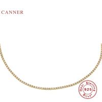 CANNER Hip Hop 2.0Mm CZ Tennis Ball Real 925 Sterling Silver Necklace For Women Jewelry Charming Pendant Chain 18K Bijoux