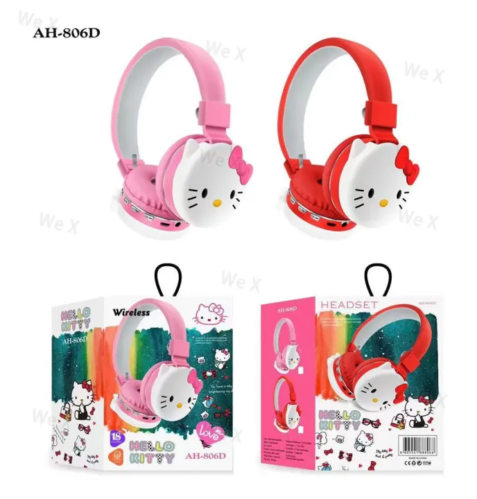 Hello Kitty Cut Bluetooth Headphone Foldable Wireless Headsets Anime ...