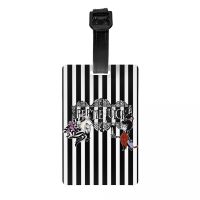 【DT】 hot  Movie Beetlejuice And Lydia Luggage Tag Privacy Protection Cartoon Tim Burton Horror Film Baggage Tags Bag Labels Suitcase