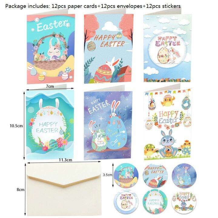 yf-happy-easter-greeting-cards-with-envelope-sticker-folding-type-thank-you-card-supplies-invitations-12p