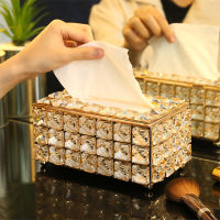 European-style Square Crystal Tissue Box Paper Rack Office Table Accessories Facial Case Holder Napkin Tray for Home Ho Car