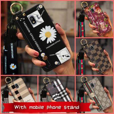 Lanyard Plaid texture Phone Case For Samsung Galaxy J2 Pro 2018/J2 2018/SM-J250F Wrist Strap silicone cute protective