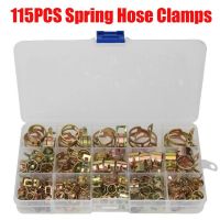 115PCS Spring Band Type Fuel Vacuum Hose Silicone Tube Clamp Clip Zinc Plated Clamps 6-22mm Assortment Kit