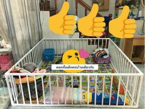 2x2w83-แถมฟรีจุกยางยึดพื้นกันเลื่อน-ส่งเคอรี่จ้า-คอกกั้นเด็กจัมโบ้-กว้าง-2-ม-x-ยาว-2-ม-สูง60-cm-มุมสามทางฉากสีขาวเจ้าเดียวในโลก