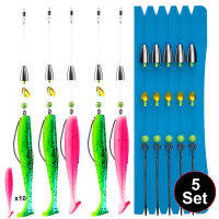 5 Set Jig Head Spinner Spoon Hooks Line Binded FoamStrand Winding Board Tackle with 10PCS Fishing Soft Lures Pesca Luminous Bait