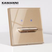 【DT】hot！ KAMANNI Luxury Tempered Glass Paddle Gold Push Botton Wall Switches 220V New