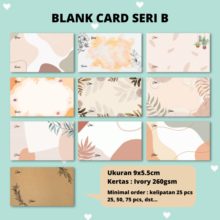 (25 PCS) Kartu Ucapan / Blank Card SERI B / Greeting Card / Gift Card ...