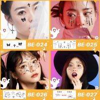 Halloween ฮาโลวีนปาร์ตี้ Face Tattoo สติกเกอร์กันน้ำติดทนนาน 1-2 สัปดาห์